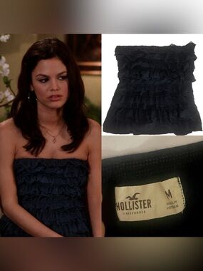True Y2K Vintage Hollister Navy Layered Ruffle Strapless Top